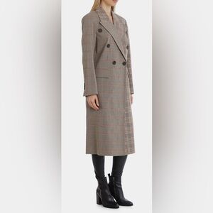 AVEC LES FILLES Sz XS Trench Coat Mixed Plaid Patternn Double Breasted Lined
